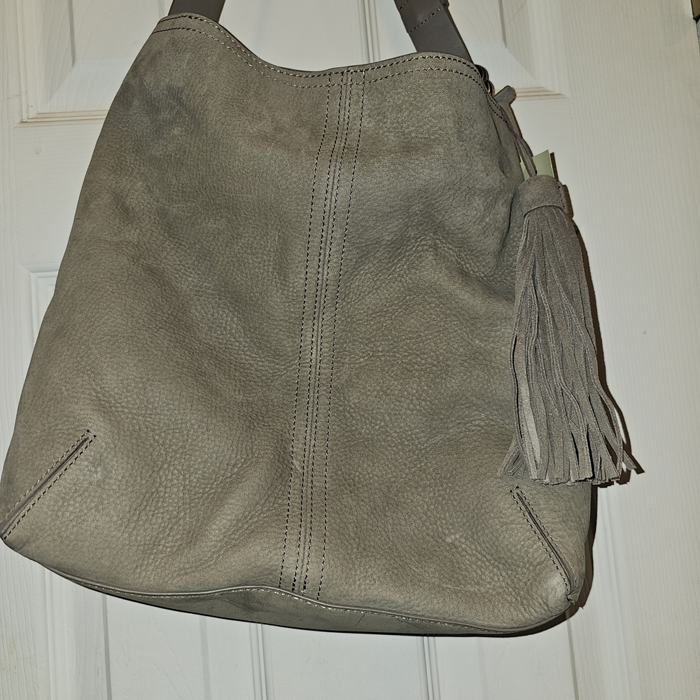 Lucky Brand Taupe Leather Hobo Bag